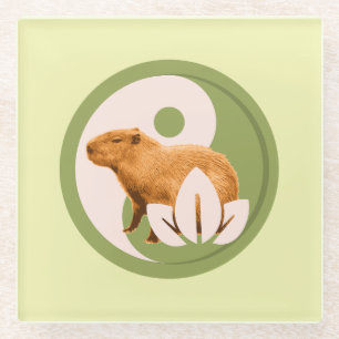 Zen Capybara Yin Yang Friedliche Naturkunst Glasuntersetzer