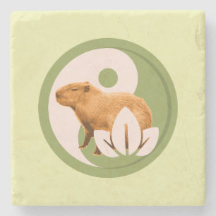 Zen Capybara Yin Yang Friedliche Naturkunst Steinuntersetzer