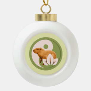 Zen Capybara Yin Yang Keramik Kugel-Ornament