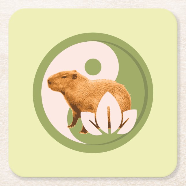 Zen Capybara Yin Yang Rechteckiger Pappuntersetzer (Vorderseite)