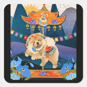ZEN CARNIVAL Chow Quadratischer Aufkleber