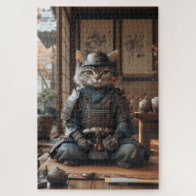 Zen Cat Samurai Puzzle (Vertical)