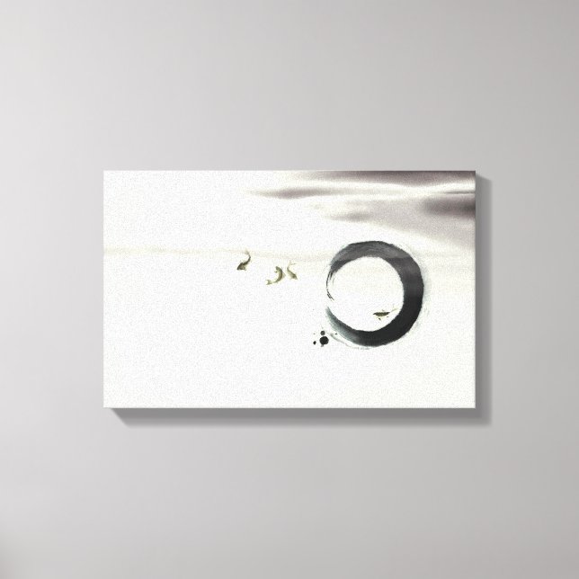 Zen Circle Enso Koi Brush Painting Art Leinwanddruck (Vorderseite)