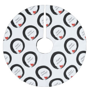 Zen Circle with Christmas Kardinal Polyester Weihnachtsbaumdecke