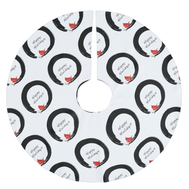 Zen Circle with Christmas Kardinal Polyester Weihnachtsbaumdecke (Vorderseite)