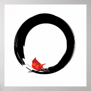 Zen Circle with Christmas Kardinal Poster