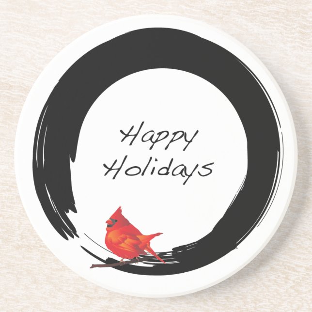 Zen Circle with Christmas Kardinal Untersetzer (Vorne)