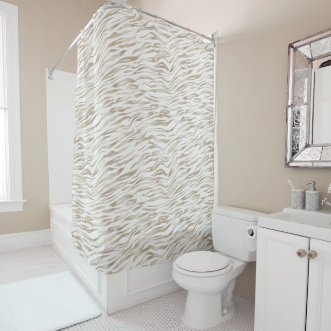 Zen Cream White Cocoa Brown Zebra Print Duschvorhang (Beispiel)