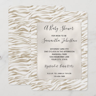 Zen Cream White Cocoa Brown Zebra Print Einladung