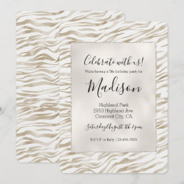 Zen Cream White Cocoa Brown Zebra Print Einladung