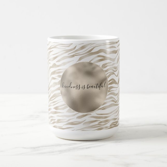 Zen Creme Weißer Kakao Braune Zebra Print Kaffeetasse (Mittel)
