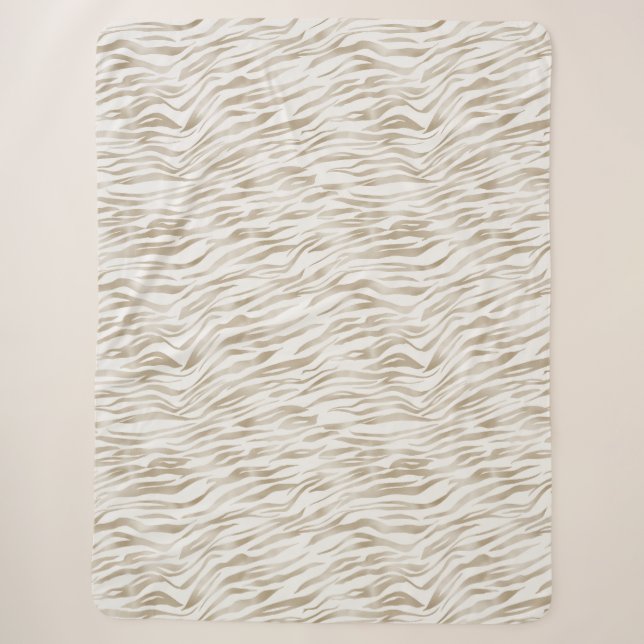 Zen Creme Weißer Kakao Braune Zebra Print Sherpadecke (Vorderseite)