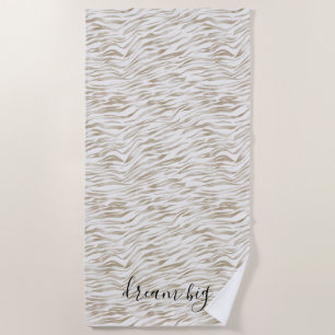 Zen Creme Weißer Kakao Braune Zebra Print Strandtuch