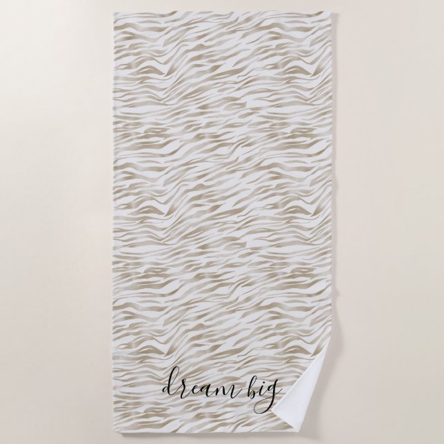 Zen Creme Weißer Kakao Braune Zebra Print Strandtuch (Vorderseite)