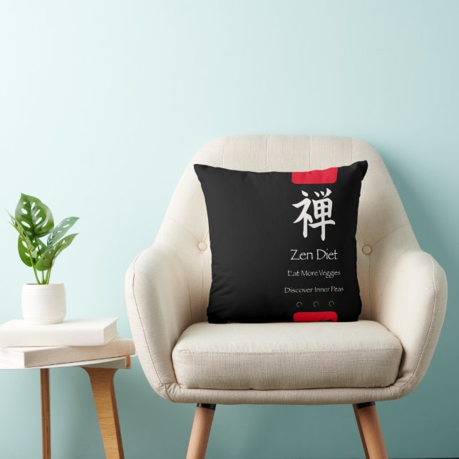Zen Diät essen mehr Veggies Black BG Kissen (Stuhl )