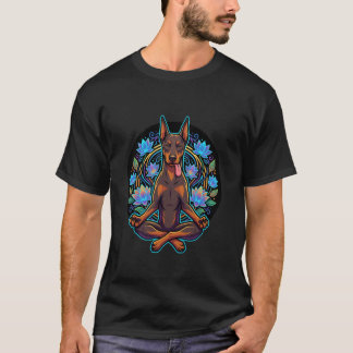 Zen Dobermann Zunge Raus Hund Meditation Lotus Kun T-Shirt