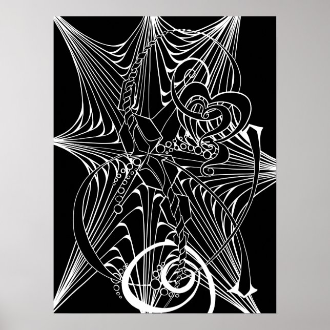 Zen Doodle Aduloring Poster mit schwarzem Hintergr (Vorne)