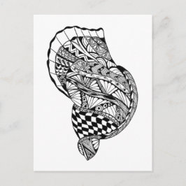 Zen doodle art sea Muschel Schwarz-weiße Muster Postkarte
