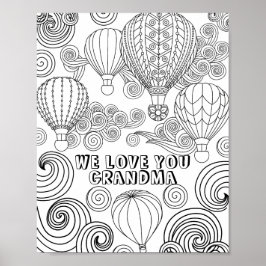 Zen Doodle Art Wirbel Ballons Erwachsene Farben Poster
