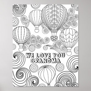 Zen Doodle Art Wirbel Ballons Erwachsene Farben Poster