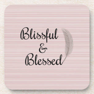 Zen Engelfeder weiße rosa Streifen Untersetzer