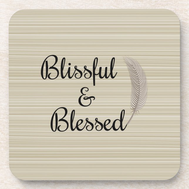 Zen Engelfedern mit beigen Streifen Untersetzer (Vorderseite)