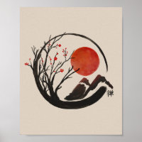 Zen Enso Circle and Sakura Tree