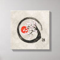 Zen Enso Circle et Sakura Tree sur toile