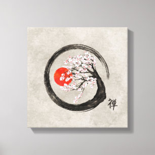 Zen Enso Circle et Sakura Tree sur toile