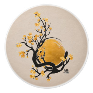 Zen Enso Circle, Golden Sun und Sakura Blossom Keramikknauf