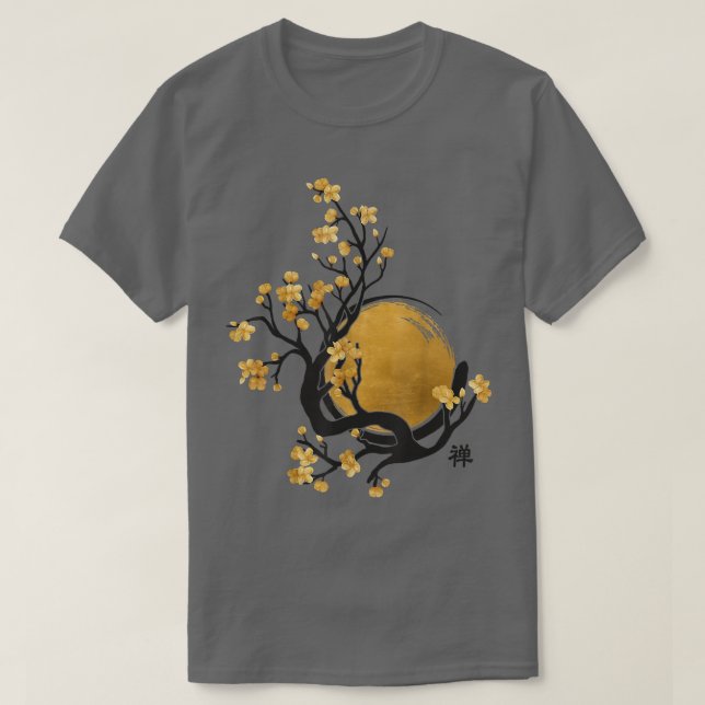 Zen Enso Circle, Sun und Sakura Blossom T-Shirt (Design vorne)