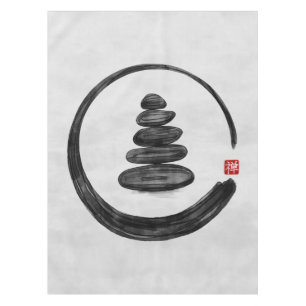 Zen Enso Circle und Zen Steine - Wasserfarbe Tischdecke