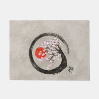 Zen Enso Kreis und Kirschblüte-Baum auf Leinwand
