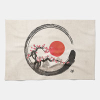 Zen Enso Kreis und Kirschblüte-Baum