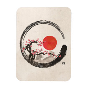 Zen Enso Kreis und Kirschblüte-Baum Magnet