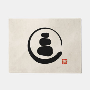 Zen-Enzo-Kreis und Zen-Steine Fußmatte