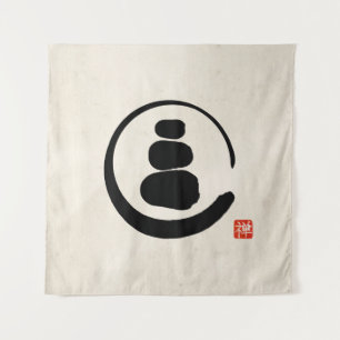 Zen-Enzo-Kreis und Zen-Steine Wandteppich