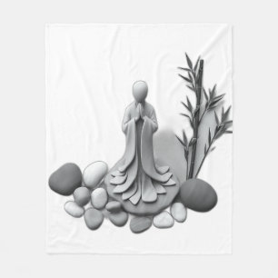 Zen Figure mit Bamboo und Stones Fleecedecke