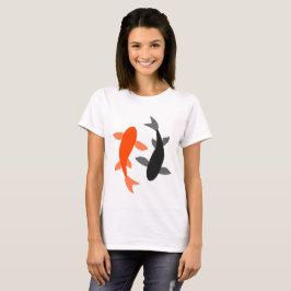 Zen-Fisch-Schwarzes und Orange T-Shirt