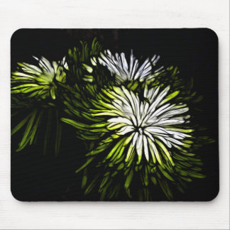 Zen floral Lime white Chrysanthemum Mousepad
