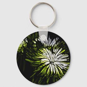 Zen floral Lime white Chrysanthemum Schlüsselanhänger