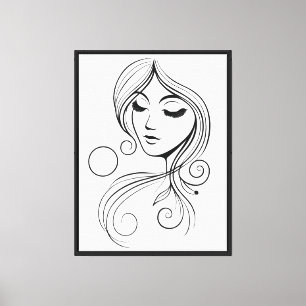 Zen Frau Linienkunst T-Shirt 3, minimalistischer A Leinwanddruck