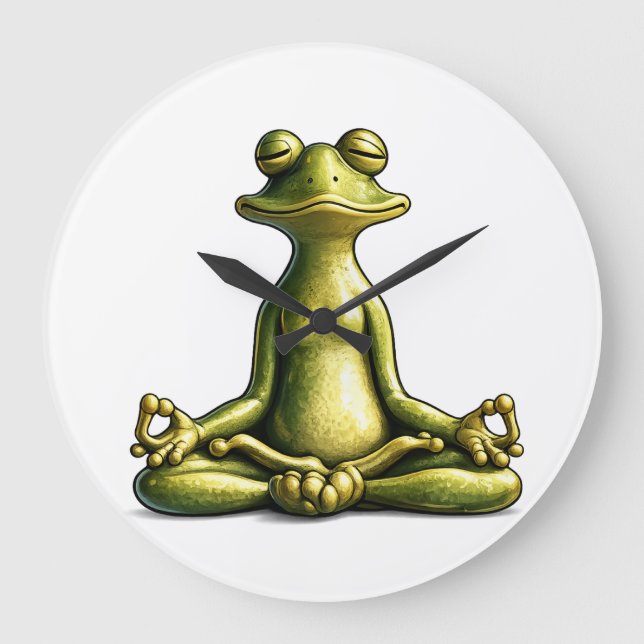 Zen Frog Große Wanduhr (Vorderseite)