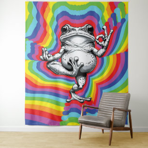 Zen Frog Masterpiece Wandteppich