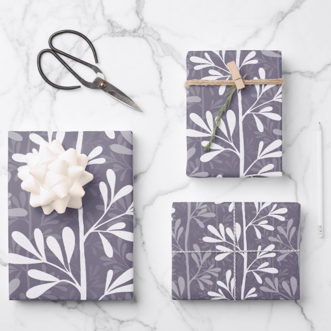 Zen Garden Stems Deep Minimal Botanical Silhouette Geschenkpapier Set (Vorderseite)