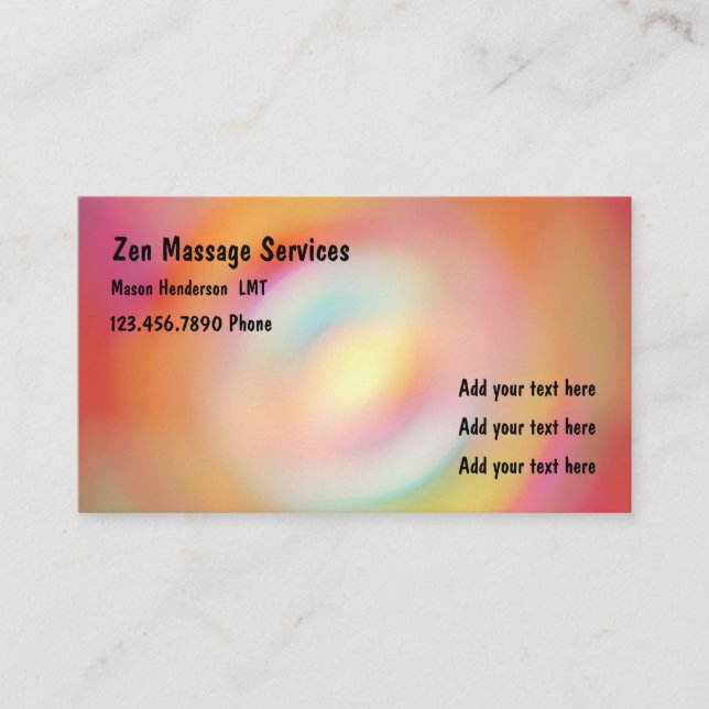 Zen genehmigter Massage-Therapeut Visitenkarte (Vorderseite)