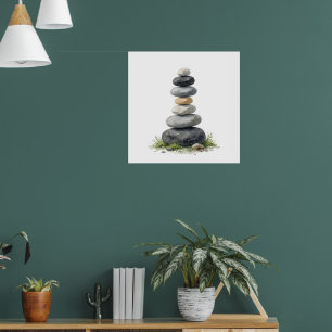 Zen-gestapelte Steine Naturkunst-Druck Friedlich Poster