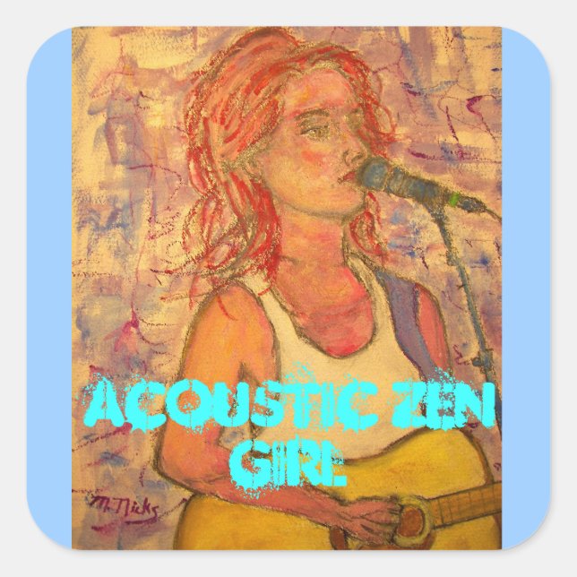 Zen Girl Quadratischer Aufkleber (Vorderseite)