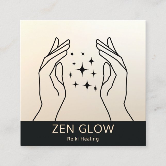 Zen Glow Energy Healer Reiki Practitioner Wellness Quadratische Visitenkarte (Vorderseite)