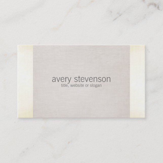 Zen Gold Glow Minimalistisch Linen Textur Look 1 Visitenkarte (Vorderseite)